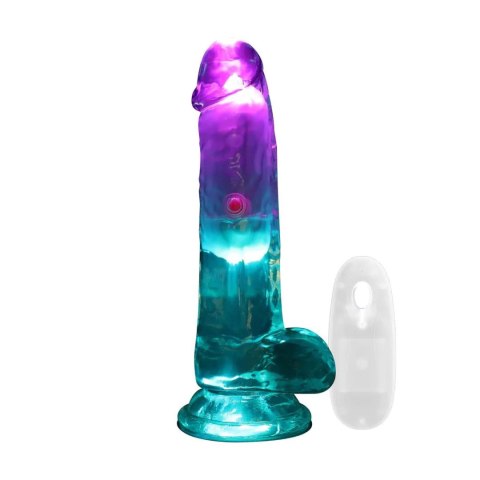 LED Vibrating Straight Cock with Balls - 15 cm - Transparent RealRock