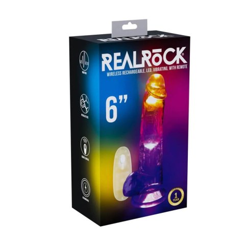 LED Vibrating Straight Cock with Balls - 15 cm - Transparent RealRock