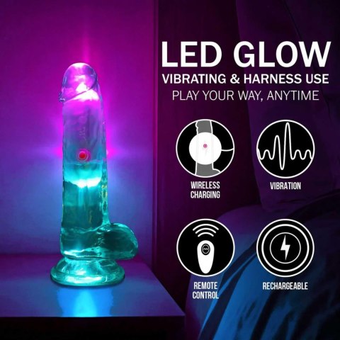 LED Vibrating Straight Cock with Balls - 15 cm - Transparent RealRock