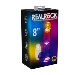 LED Vibrating Straight Cock with Balls - 20 cm - Transparent RealRock