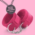 TOUGH LOVE VELCRO HANDCUFFS WITH EXTRA 40CM CHAIN CRUSHIOUS PINK Crushious