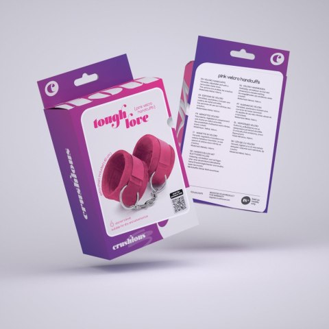 TOUGH LOVE VELCRO HANDCUFFS WITH EXTRA 40CM CHAIN CRUSHIOUS PINK Crushious