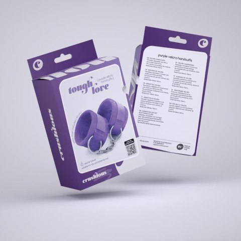 TOUGH LOVE VELCRO HANDCUFFS WITH EXTRA 40CM CHAIN CRUSHIOUS PURPLE Crushious