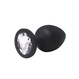 Black large butt plug with white crystal Fantasy