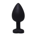 Black small heart-shaped butt plug with white crystal Fantasy