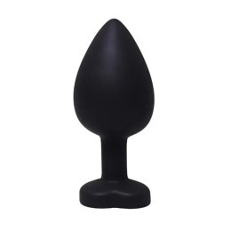 Black small heart-shaped butt plug with white crystal Fantasy