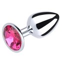 Silver Small Butt Plug with Pink Diamond Fantasy