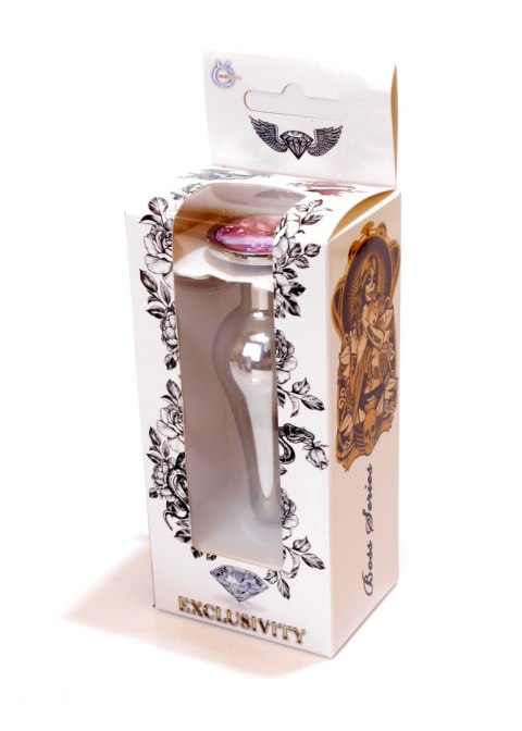 Stalowy korek analny wąski plug metal diament 9cm różowy Boss Series HeavyFun