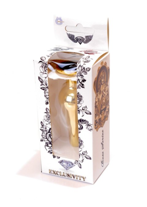 Stalowy korek analny złoty metalowy kryształ 9cm czarny Boss Series HeavyFun