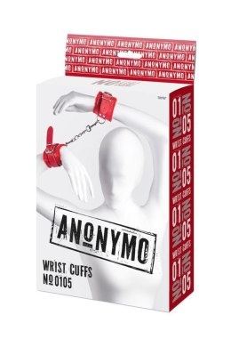 Anonymo handcuffs, PU leather, red, 27 cm Anonymo by TOYFA