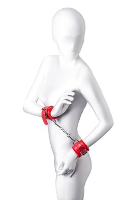 Anonymo handcuffs, PU leather, red, 27 cm Anonymo by TOYFA