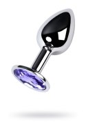 Silver anal plug with gem, blue Metal by TOYFA