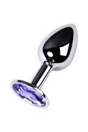 Silver anal plug with gem, blue Metal by TOYFA