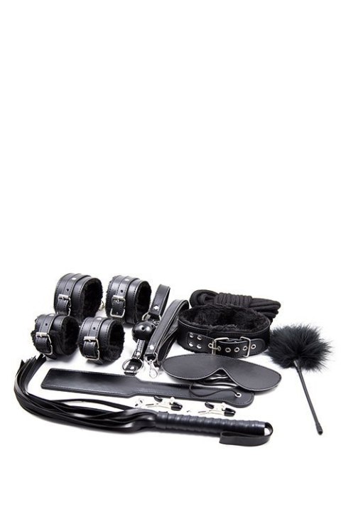 Akcesoria BDSM zestaw 10 sztuk kajdanki maska bicz Dream Toys