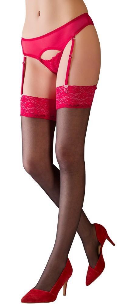 Stockings black/red 7 Cottelli LEGWEAR