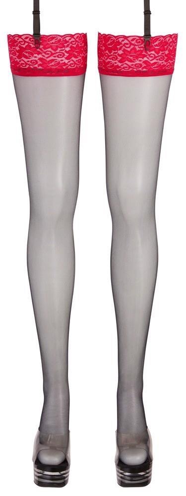 Stockings black/red 7 Cottelli LEGWEAR