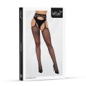 Pończochy z pasem S/L czarne wzór SoftLine Collection