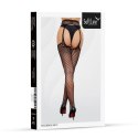 Pończochy z pasem S/L czarne wzór SoftLine Collection