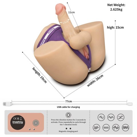 Masturbator z wibracją Lovetoy Streetgirl Dual Motor USB Lovetoy