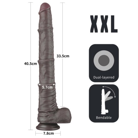 Dildo dwuwarstwowe Lovetoy giętkie czarne 40 cm Lovetoy