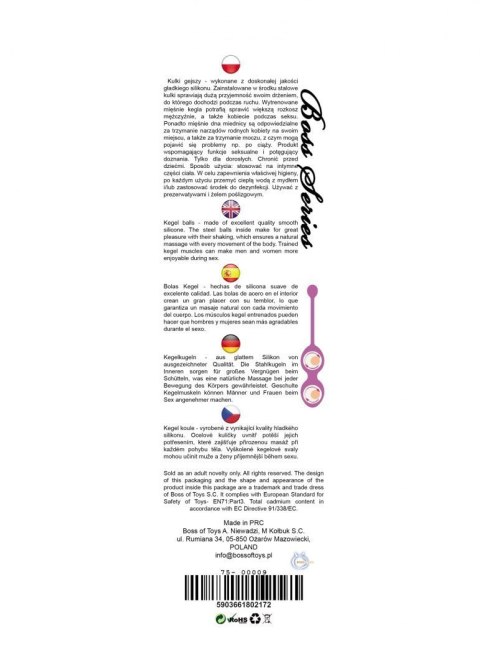 Podwójne kulki wibrujące gejszy ćwiczenie kegla różowe 32mm 125g Boss Series Femme