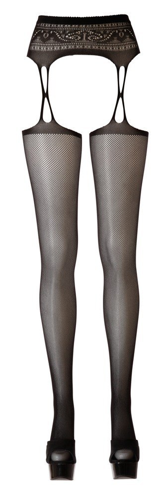 Pończochy czarne z pasem L/XL Cottelli LEGWEAR