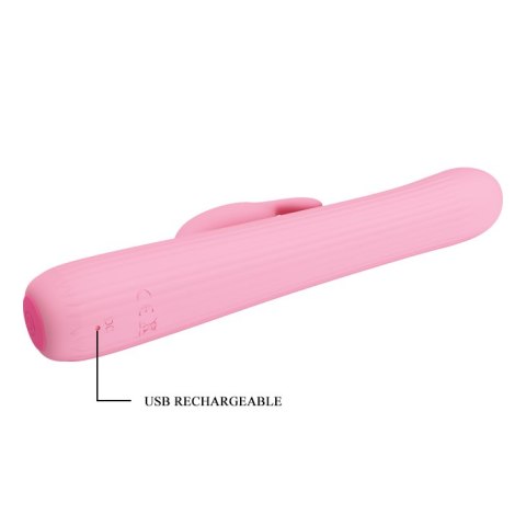 Wibrator z masażerem łechtaczki rotacją 4tryby 18cm Pretty Love