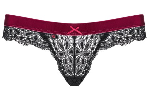 Koronkowe stringi majtki czarne bordo Rossita L/XL Obsessive