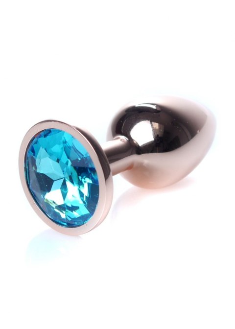 Korek analny ozdobny z kryształkiem metalowy 7cm niebieski Boss Series HeavyFun