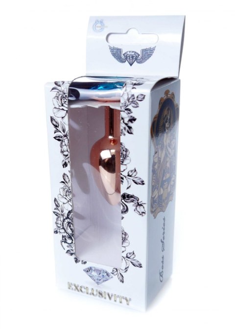 Korek analny ozdobny z kryształkiem metalowy 7cm niebieski Boss Series HeavyFun