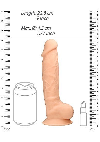 Silicone Dildo With Balls - 22,8 cm - Flesh RealRock