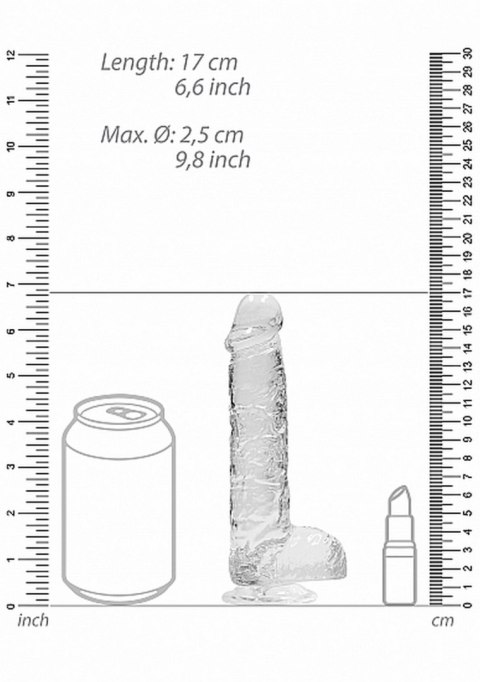 6" / 15 cm Realistic Dildo With Balls - Transparent RealRock