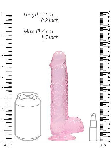 8" / 20 cm Realistic Dildo With Balls - Pink RealRock