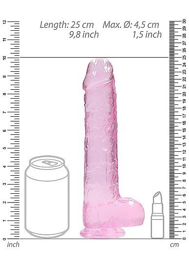 9" / 23 cm Realistic Dildo With Balls - Pink RealRock