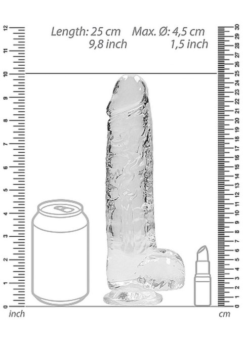 9" / 23 cm Realistic Dildo With Balls - Transparent RealRock