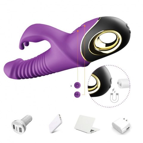 Wibrator króliczek pulsacyjny rotacja 9 trybów 19 cm fioletowy Boss Series Joy