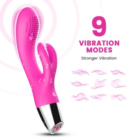 Wibrator króliczek punkt G łechtaczka 20 cm 9 trybów różowy Boss Series Joy