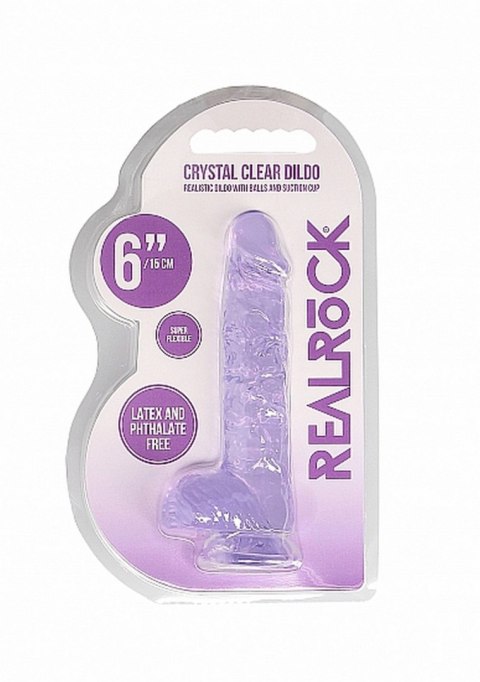 6" / 15 cm Realistic Dildo With Balls - Purple RealRock