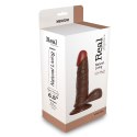 Ciemne brązowe dildo gruby penis z jądrami 19cm Real Rapture