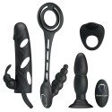 Zestaw erotyczny 4 cz. plug ring nakładka penisa