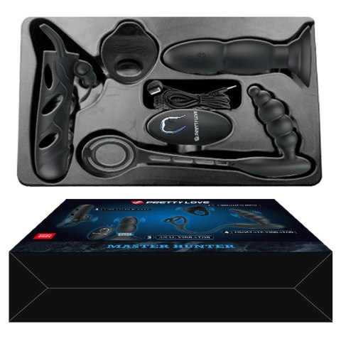 Zestaw erotyczny 4 cz. plug ring nakładka penisa