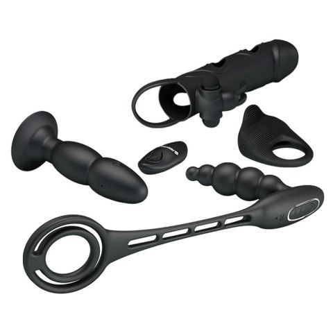 Zestaw erotyczny 4 cz. plug ring nakładka penisa