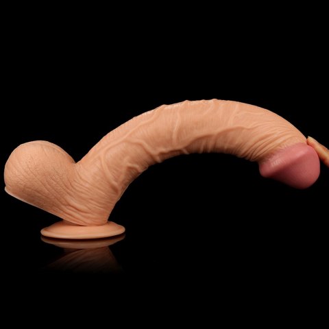 Lekko zakrzywione cieliste dildo z przyssawką 33cm Lovetoy