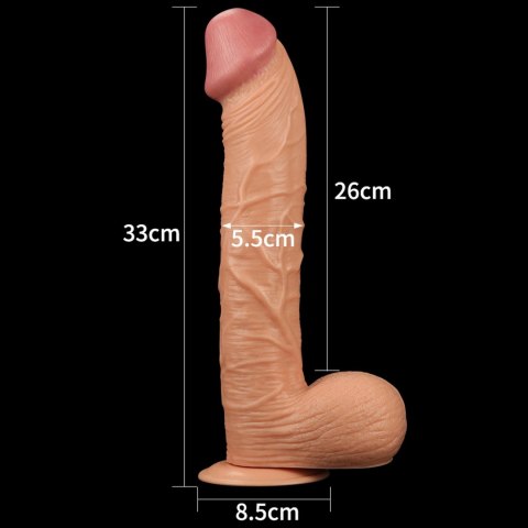Lekko zakrzywione cieliste dildo z przyssawką 33cm Lovetoy