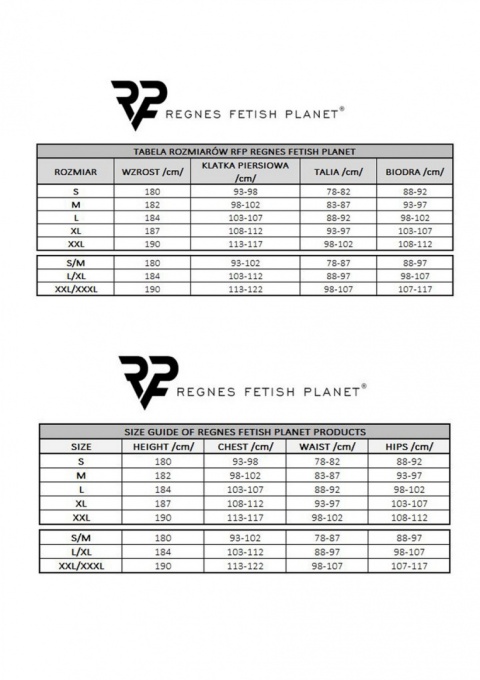 Męski komplet z gumy: t-shirt z ozdobami z tyłu i przodu, figi z otwartym tyłem l/xl Regnes Fetish Planet