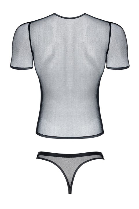 Męski komplet z elastycznej siatki: t-shirt w serek, stringi xl Regnes Fetish Planet