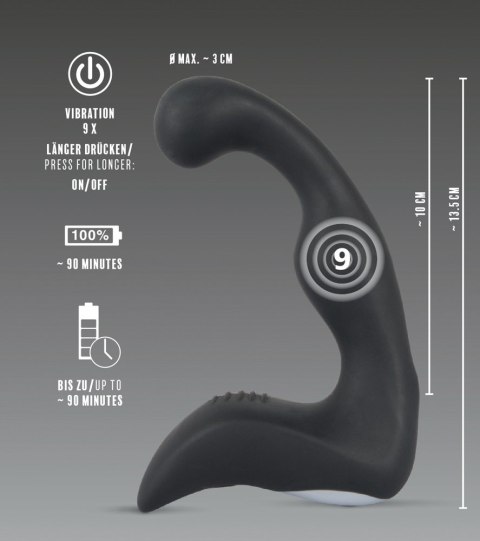 Wibrujący masażer prostaty krocza 9 trybów 14cm Rebel