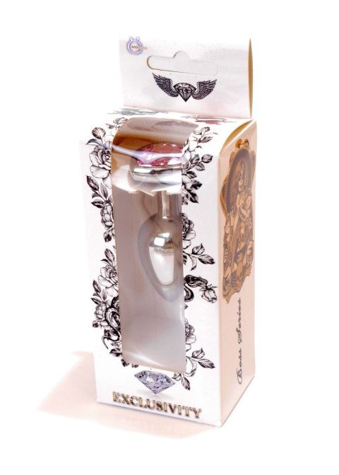 Ozdobny korek analny z sercem stalowy kryształ 7cm Boss Series HeavyFun