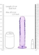 Żelowe fioletowe dildo z przyssawką waginalne i analne 22 cm RealRock