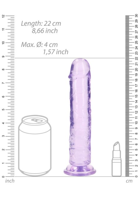 Żelowe fioletowe dildo z przyssawką waginalne i analne 22 cm RealRock